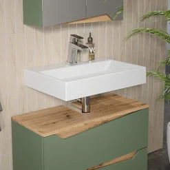 Vicco Meuble sous vasque simple Vert/Artisan 80x57.5cm avec 2 tiroirs* Meuble Vasque