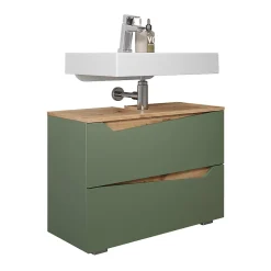 Vicco Meuble sous vasque simple Vert/Artisan 80x57.5cm avec 2 tiroirs* Meuble Vasque