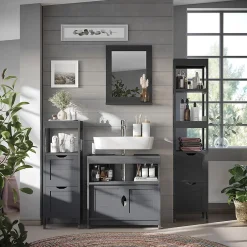 Vicco Meuble vasque simple Gris 60x60cm* Meuble Vasque