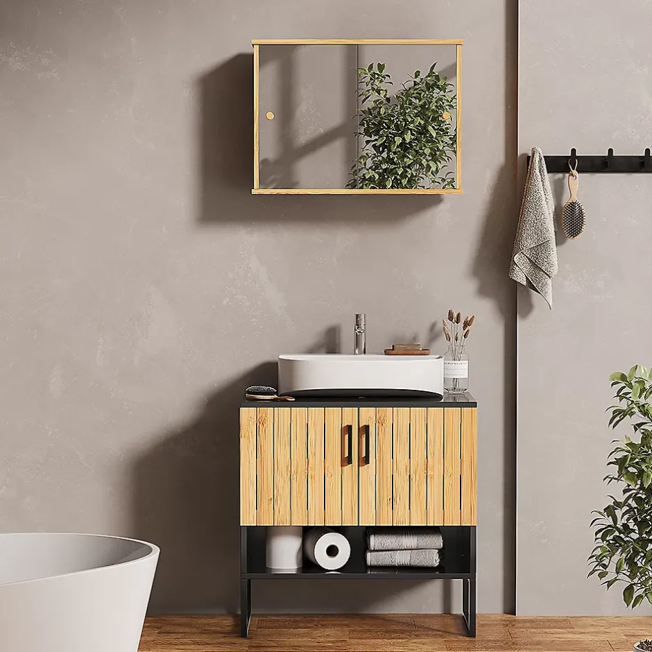 Vicco Meubles bain Bambou 2 pièces* Ensemble Meuble De Salle De Bains