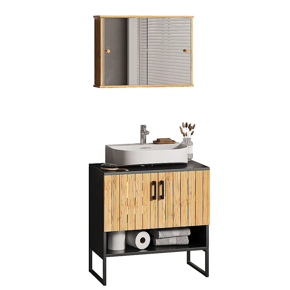 Vicco Meubles bain Bambou 2 pièces* Ensemble Meuble De Salle De Bains