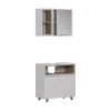 Vicco Meubles bain blanc/chêne avec armoire à glace et meuble bas* Ensemble Meuble De Salle De Bains