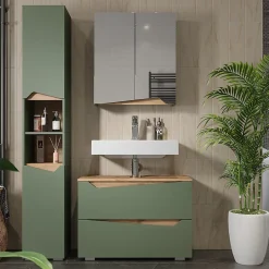 Vicco Meubles bain Vert/Artisan 3 parties avec meuble haut* Ensemble Meuble De Salle De Bains