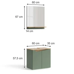 Vicco Meubles bain Vert/Artisan 2 pièces