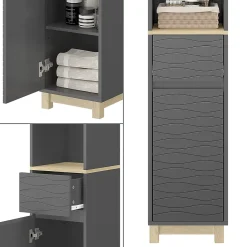 Vicco Meubles de salle de bain Anthracite 30x151.5cm avec tiroir* Colonne De Salle De Bains