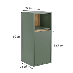 Vicco Midischrank Vert/Artisan 33x80cm avec porte et étagère ouverte