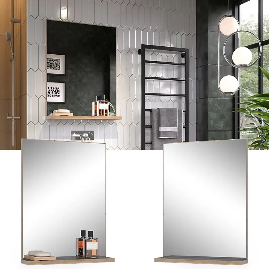 Vicco Miroir de salle de bain Anthracite/Viking Oak 60x80cm