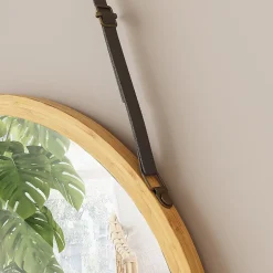 Vicco Miroir mural Bambou 38x38cm avec sangle réglable
