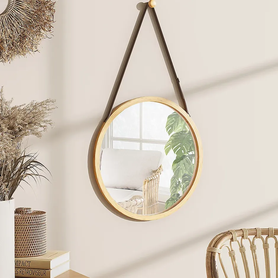 Vicco Miroir mural Bambou 38x38cm avec sangle réglable