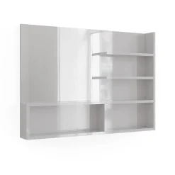 Vicco Miroir mural Blanc Haute brillance 89.8x65cm avec compartiments ouverts