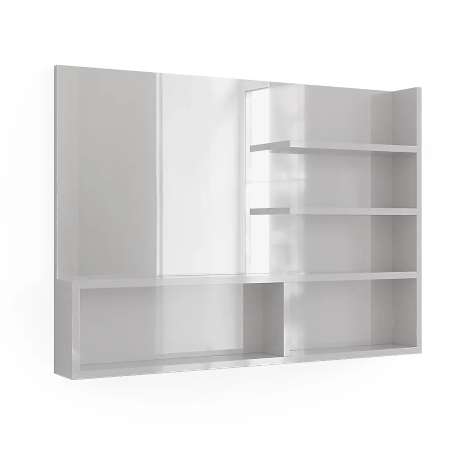 Vicco Miroir mural Blanc Haute brillance 89.8x65cm avec compartiments ouverts