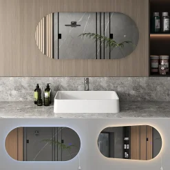 Vicco Miroir mural Blanc 110x50cm avec éclairage LED