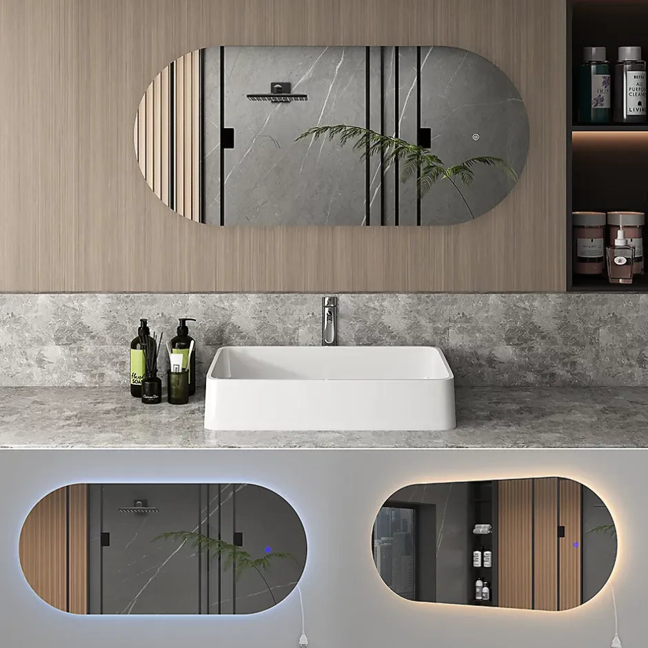 Vicco Miroir mural Blanc 110x50cm avec éclairage LED