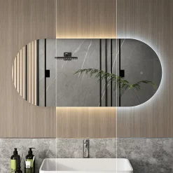 Vicco Miroir mural Blanc 110x50cm avec éclairage LED