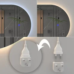 Vicco Miroir mural Blanc 110x50cm avec éclairage LED