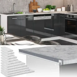 Vicco Plan de travail cuisine blanc/marbre 120cm