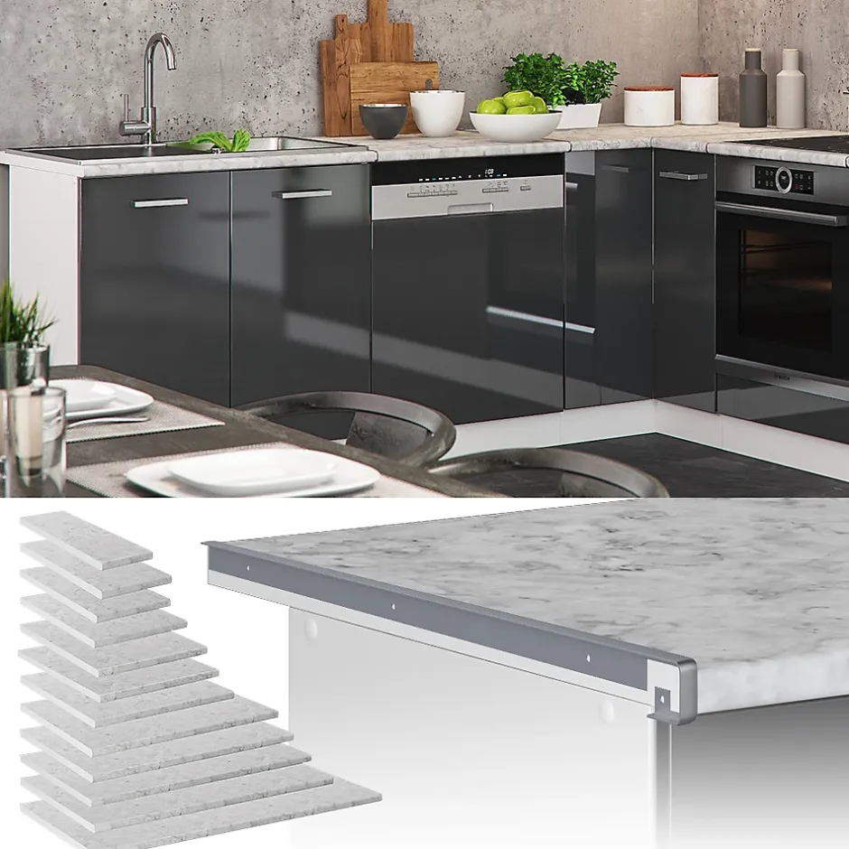 Vicco Plan de travail cuisine Marbre blanc 50cm* Plan De Travail Buanderie