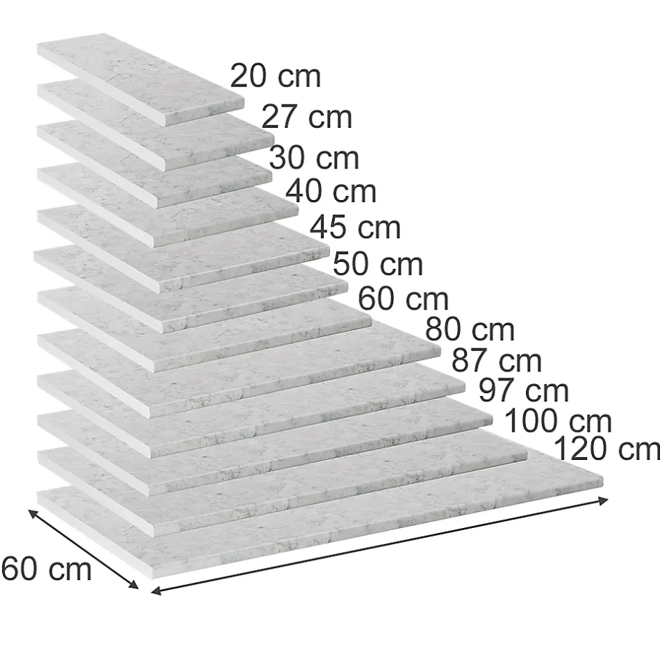 Vicco Plan de travail cuisine blanc/marbre 40cm* Plan De Travail Buanderie