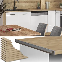 Vicco Plan de travail cuisine Chêne de force doré 114cm (convient pour armoire dangle 87x87)