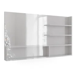 Vicco Étagère à miroir Blanc Haute brillance 119.8x70cm avec compartiments ouverts* Armoire De Toilette