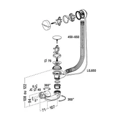 Vidage NICOLL avec siphon extra-plat inclus* Baignoire Droite
