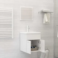Vidaxl Ensemble de meubles de bain, 2 pcs Blanc brillant Aggloméré