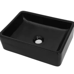 Vidaxl Lavabo Céramique Rectangulaire Noir Vasque Salle de Bain Toilette 142734* Lavabo