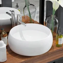 Vidaxl Lavabo Ronde Céramique Lave-Mains Vasque Evier pour Salle de Bain 142340