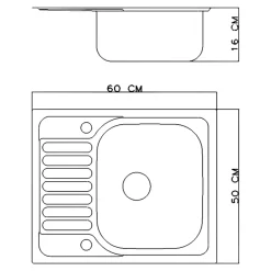 Évier compact de cuisine 1 cuve et 1 égouttoir XS en acier inoxydable Jabiri