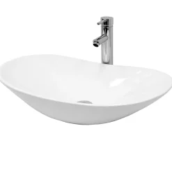 ECD Germany Évier céramique vasque a poser ovale moderne lave-mains salle de bain 640x365 mm