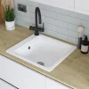 GoodHome Évier de cuisine 1 cuve en composite de quartz blanc mat avec accessoires Romesco
