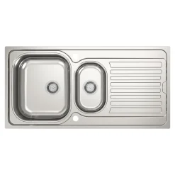 Évier de cuisine 1,5 cuve et 1 égouttoir en acier inoxydable Jabiri* Evier Et Robinet De Buanderie