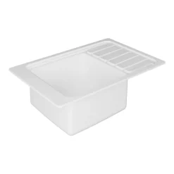 GoodHome Évier de cuisine 1 cuve et 1 égouttoir en composite de quartz blanc mat avec accessoires Romesco* Evier Et Robinet De Buanderie