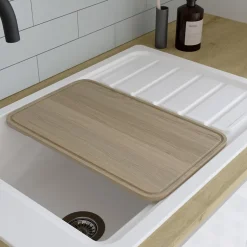 GoodHome Évier de cuisine 1 cuve et 1 égouttoir en composite de quartz blanc mat avec accessoires Romesco* Evier Et Robinet De Buanderie