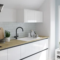 GoodHome Évier de cuisine 1 cuve et 1 égouttoir en composite de quartz blanc mat avec accessoires Romesco* Evier Et Robinet De Buanderie