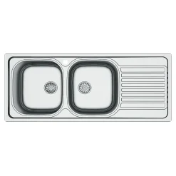 Évier de cuisine 2 cuves et 1 égouttoir en acier inoxydable Jabiri* Evier Et Robinet De Buanderie