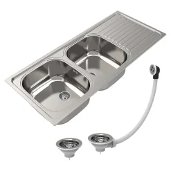 Évier de cuisine 2 cuves et 1 égouttoir en acier inoxydable Jabiri* Evier Et Robinet De Buanderie