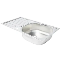 Évier de cuisine à encastrer en inox structuré 1 bac et égouttoir Turing* Evier Et Robinet De Buanderie