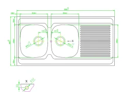 Évier de cuisine à poser 2 bacs Mayr acier inoxydable satiné avec égouttoir* Evier Et Robinet De Buanderie