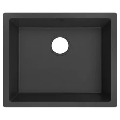 GoodHome Évier de cuisine en composite de quartz noir mat 1 bac à encastrer Sorrel