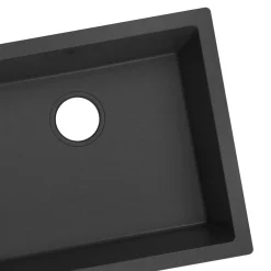 GoodHome Évier de cuisine en composite de quartz noir mat 1 bac à encastrer Sorrel