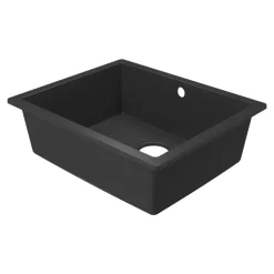 GoodHome Évier de cuisine en composite de quartz noir mat 1 bac à encastrer Sorrel