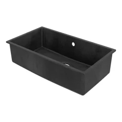 GoodHome Évier de cuisine en composite de quartz noir 1 bac à encastrer Sorrel