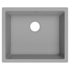 GoodHome Évier de cuisine en composite de quartz gris mat 1 bac à encastrer Sorrel