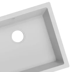 GoodHome Évier de cuisine en composite de quartz blanc mat 1 bac à encastrer Sorrel