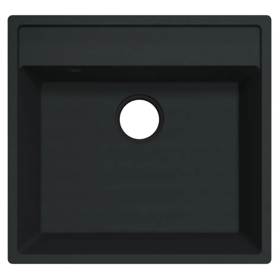 GoodHome Évier de cuisine en composite de quartz noir 1 bac à encastrer Hirase* Evier Et Robinet De Buanderie