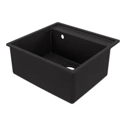 GoodHome Évier de cuisine en composite de quartz noir 1 bac à encastrer Hirase* Evier Et Robinet De Buanderie