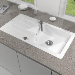 Villeroy & Boch Évier de cuisine en céramique 1 cuve à encastrer Collection blanc brillant* Evier Et Robinet De Buanderie
