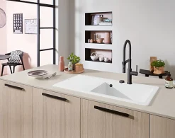 Villeroy & Boch Évier en céramique 1 cuve à droite à encastrer Subway Style blanc brillant