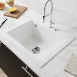 Villeroy & Boch Évier en céramique 1 cuve à encastrer Subway blanc brillant* Evier Et Robinet De Buanderie